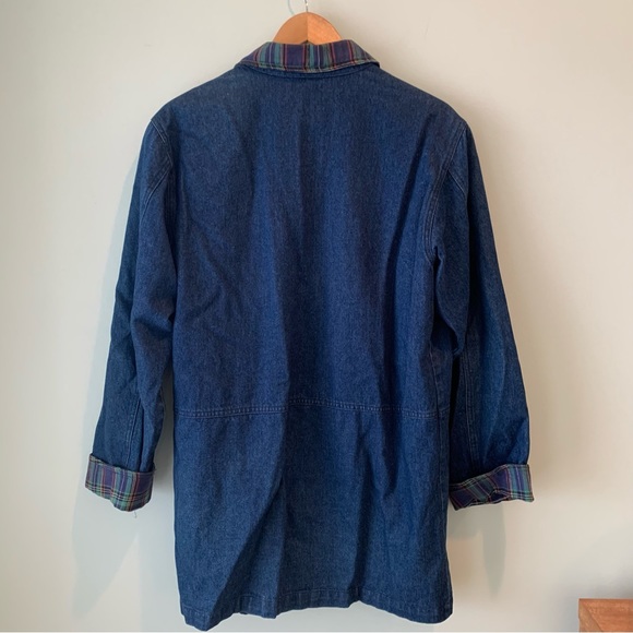 Vintage Ashton Cove Denim Button Front Plaid Lined Shacket Jacket Small S - Picture 8 of 10